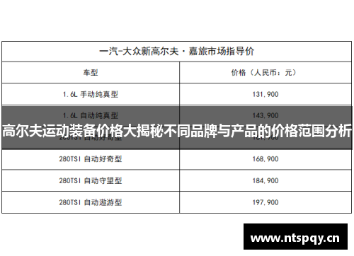 高尔夫运动装备价格大揭秘不同品牌与产品的价格范围分析